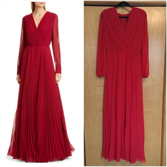 MaxMara Dresses & Skirts - Genarca PleatedLong Sleeve Georgette Gown MAX MARA